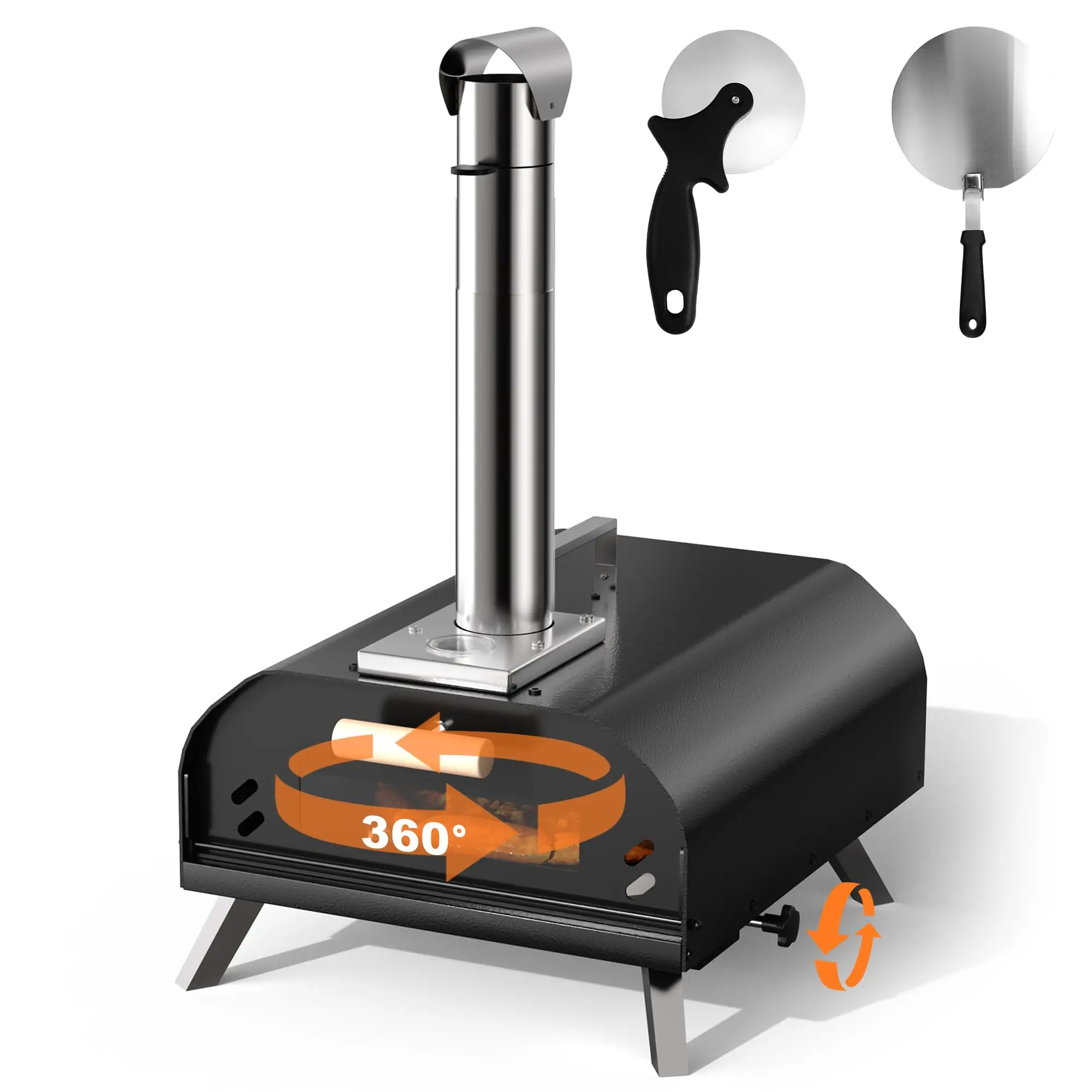 Horno de pizza Karinear para exteriores, horno de pizza de pellets de madera de 12 pulgadas con cáscara de pizza y cortador de pizza para acampar en la playa [Clase energética A]