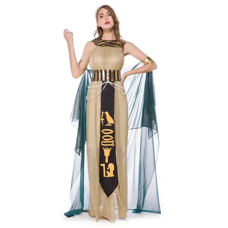 Adult Ancient Egypt Egyptian Pharaoh King Empress Cleopatra Queen Costume Halloween Party Medieval Couples Cosplay Dress