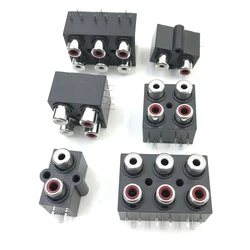 2pcs Red + White RCA Female jack 2 Hole 4 6 hole AV Connector Audio Input to Speaker Output Socket Adapter