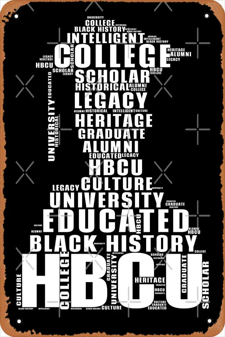 HBCU College University Graduate Word Art (white) Poster Metal Tin Sign Vintage 8x12 Inch