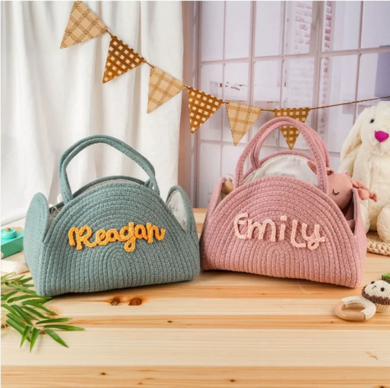 New Line Name Baby Cotton Rope Diaper Bag Handheld Portable Storage Basket Car Mommy Bag