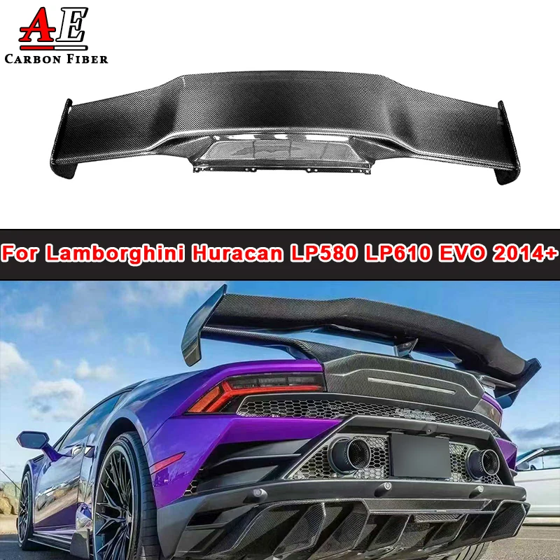 

Для Lamborghini Huracan LP580 LP610 EVO 2014+ из углеродного волокна, задняя крышка багажника, спойлер утки, разделитель хвостового крыла, автозапчасти, комплекты кузова