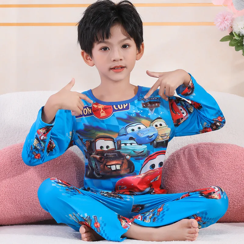 

Disney Cars Frozen Elsa Pajamas Marvel Spiderman Anime Boy Pijama Set 3D Print Autumn Children Long-sleeved Girls' Sleepwear