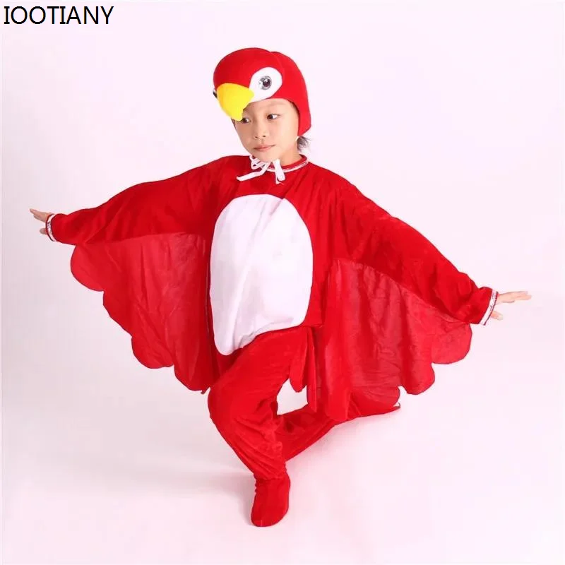 Children's Parrot Animal Role Playing Jumpsuit Plush Bird Cartoon Costume Boy Halloween Carnival Party Stage Performance Set