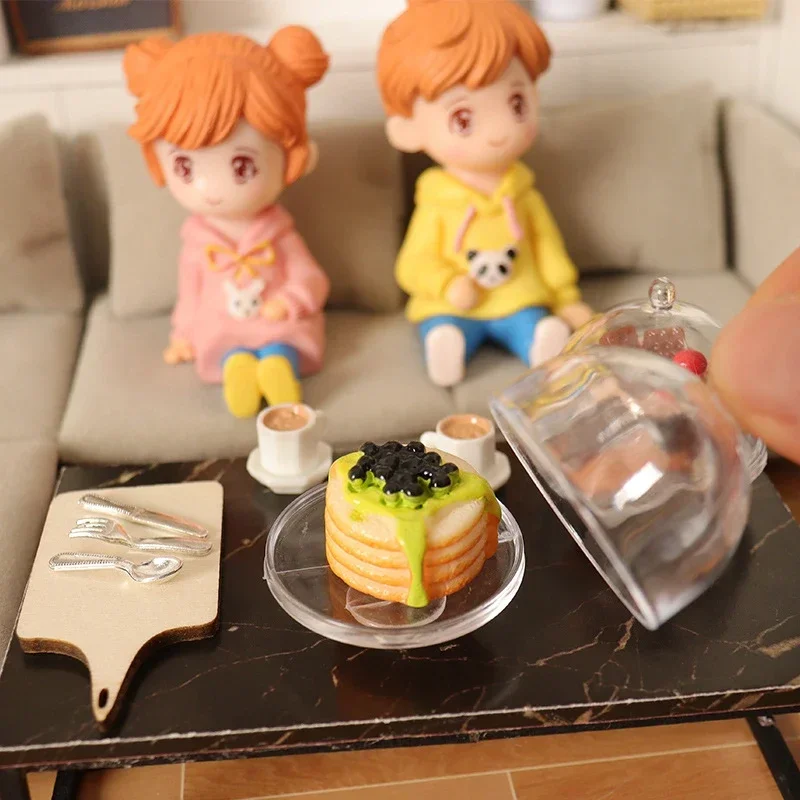 1/12 ตุ๊กตาจำลองกาแฟเค้กชุดของหวานชุดอุปกรณ์ครัวสำหรับตกแต่งบ้านตุ๊กตาเด็กแกล้งเล่นของเล่นของขวัญ