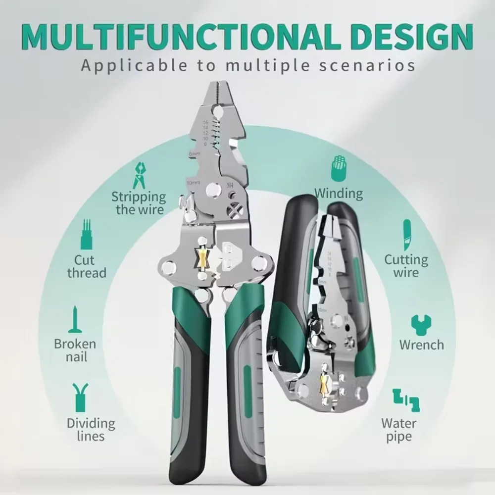 

Multifunctional Electrician Pliers Wire Crimper Stripper Tool for Cable Stripping Terminal Crimping and Side Cutting