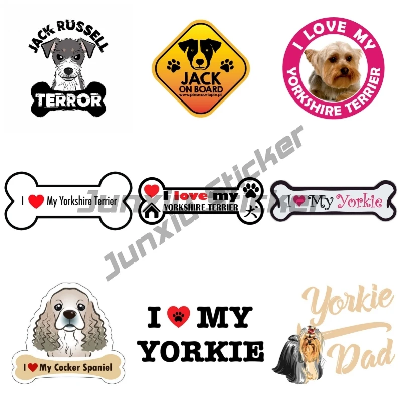 

Funny Jack Russell Terrier Dog Car Sticker I Love My Yorkie Vinyl Decals Waterproof Car Window Bumper Sticker Car Accessories