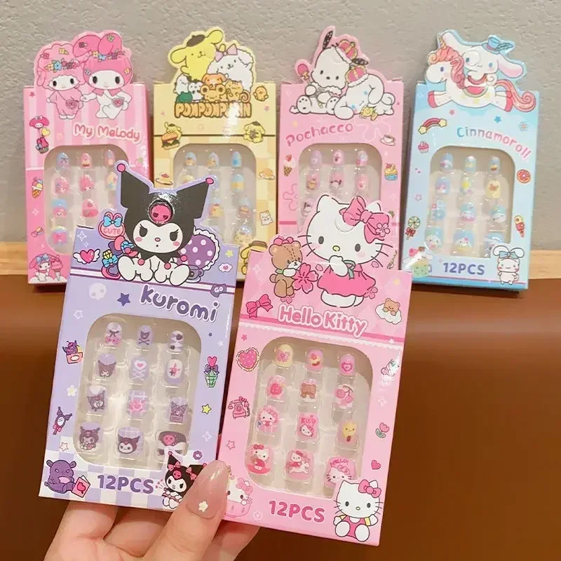 Girls cartoon nail stickers Sanrio cute self-adhesive nail stickers waterproof and long-lasting children wear nail stickers gift