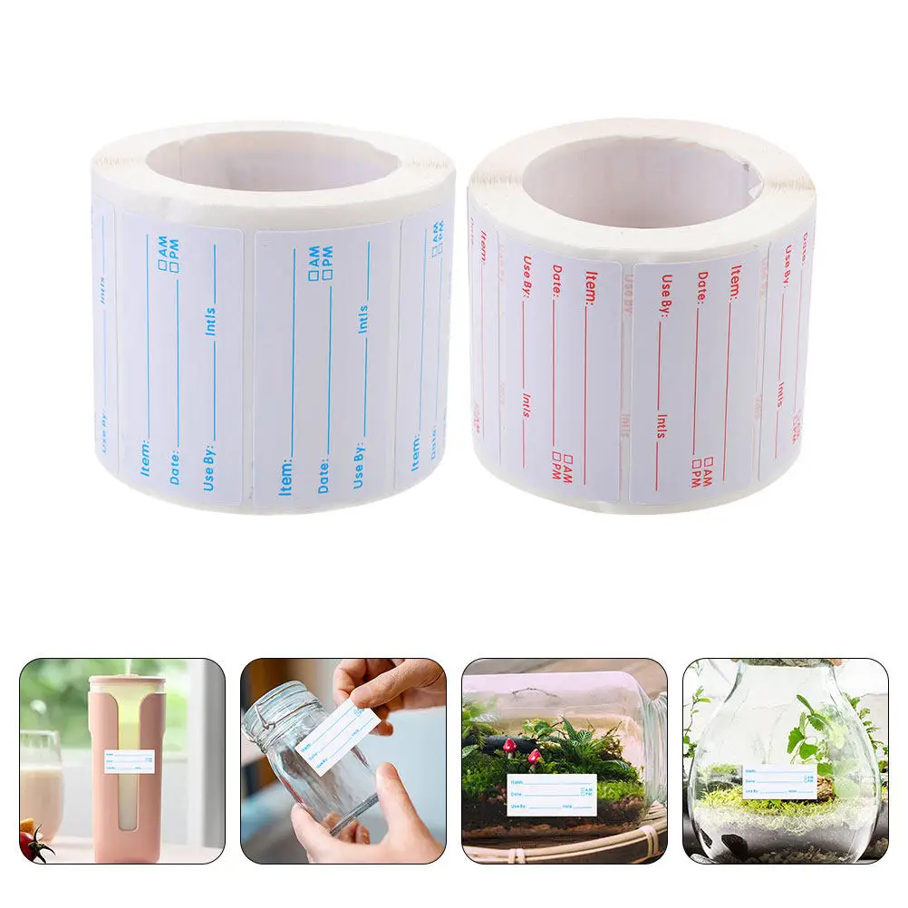 

2 Rolls Food Label Stickers Rotating Writable Premium Removable Labels for Freezer Cooler Containers Easy Stick Remove Detach