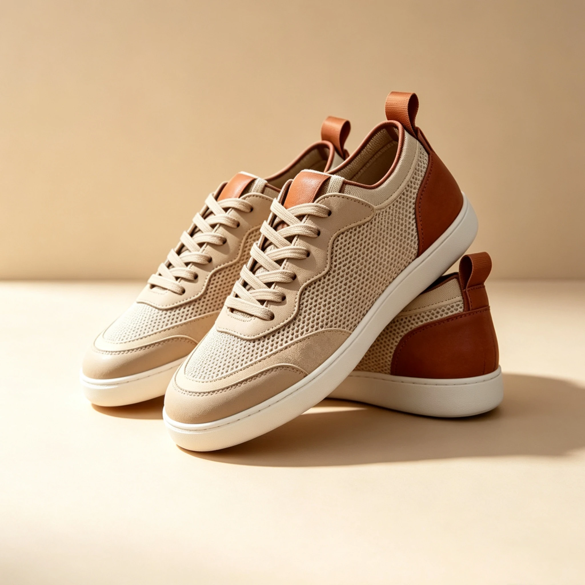 Men's Breathable Soft Leather Sports Shoes Retro Style Thick Bottom Casual Loafers Business Shoes with Stitching Elements