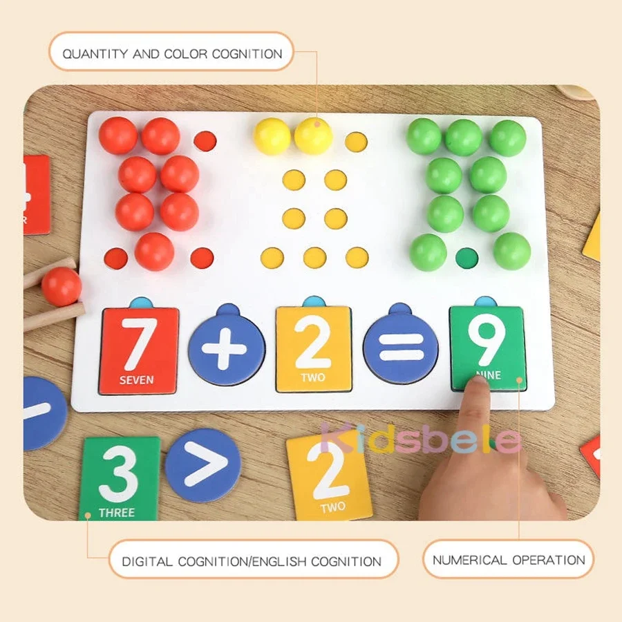 Cuentas de Clip Montessori para niños, conteo de matemáticas de madera, clasificación de entrenamiento de Motor fino, clasificación de colores, juguetes educativos, regalos