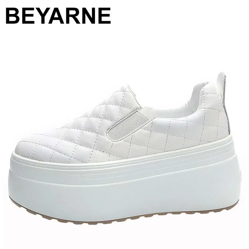 

Туфли женские кожаные на высокой платформе, повседневные лоферы, без застежки, на плоской подошве, круглый носок, Уличная обувь, весна-лето