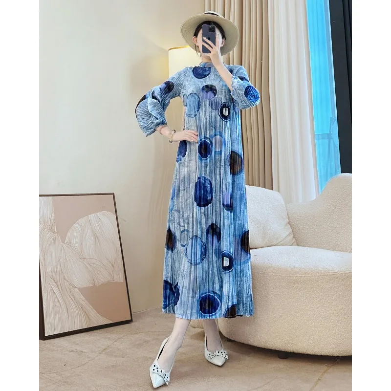 Miyake Herbst Neue Damen Plissee Kleider Lose Große Größe Stretch Casual Nahen Osten Ballkleider Formelle Anlässe Tragen