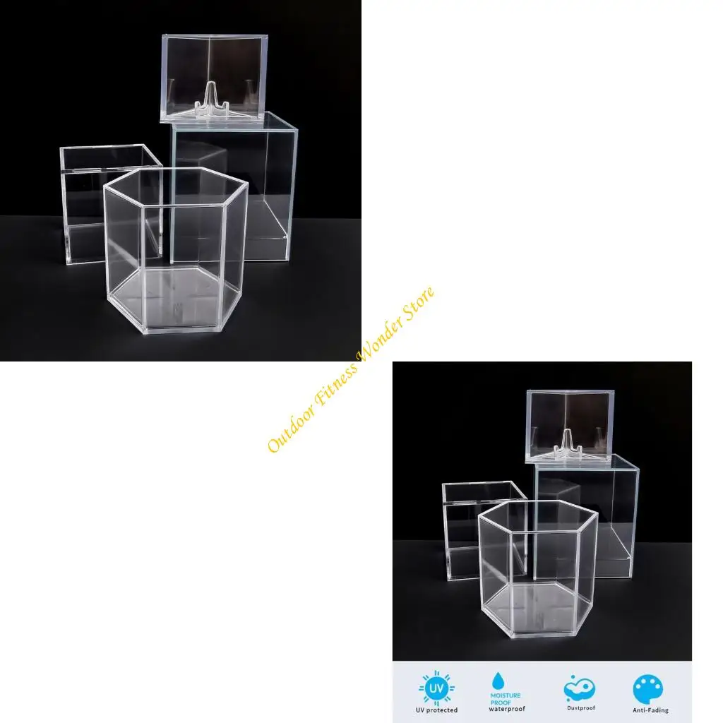 

E8BF Прозрачная витрина для бейсбола, акриловая подставка для бейсбола, шестиугольная коробка для хранения памятных вещей, для