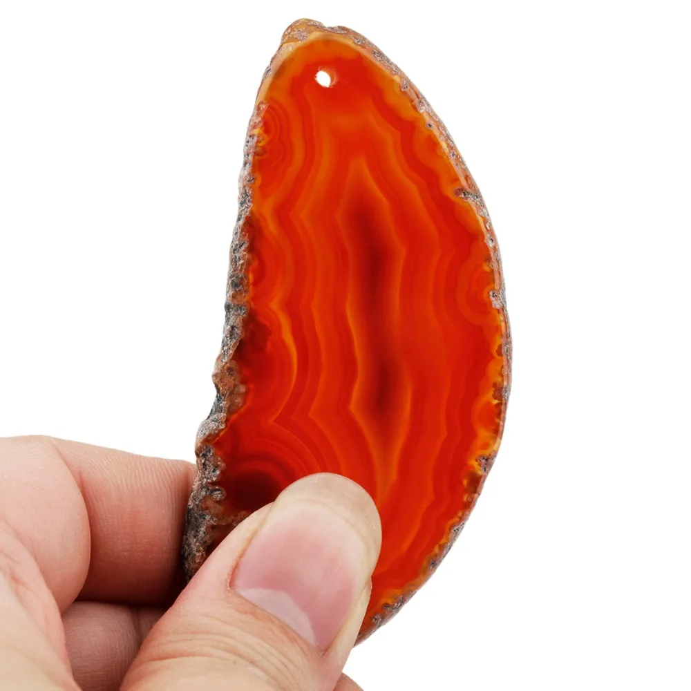 SUNYIK 5pcs/Lot Red Orange Agate Stone Slice Irregular Shapes Drilled Holes Pendant For Jewelry DIY Home Decoration Accessories