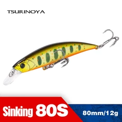 TSURINOYA 80S Sinking Minnow 12g 80mm Fishing Lure DW96 Large Trout Pike Rockfish Hard Bait Wobbler Crankbait Bass Jerkbait