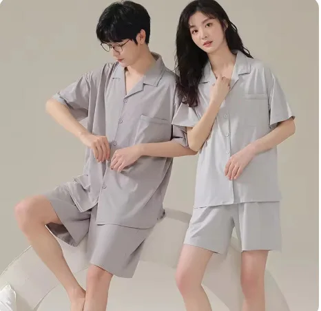 

Летний комплект пижам с коротким рукавом для женщин, пижамы с мультяшным принтом, модальные пижамы для пар, домашняя одежда для сна для женщин или мужчин