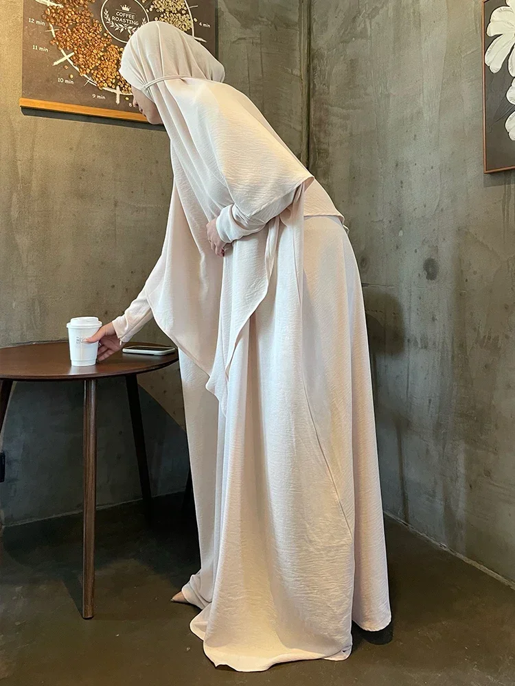 Vestido largo Khimar para mujer, conjunto de 2 piezas Eid, conjuntos musulmanes, Abaya musulmana de Ramadán, prenda de oración, vestido de oración saudita, Niqab Jilbab