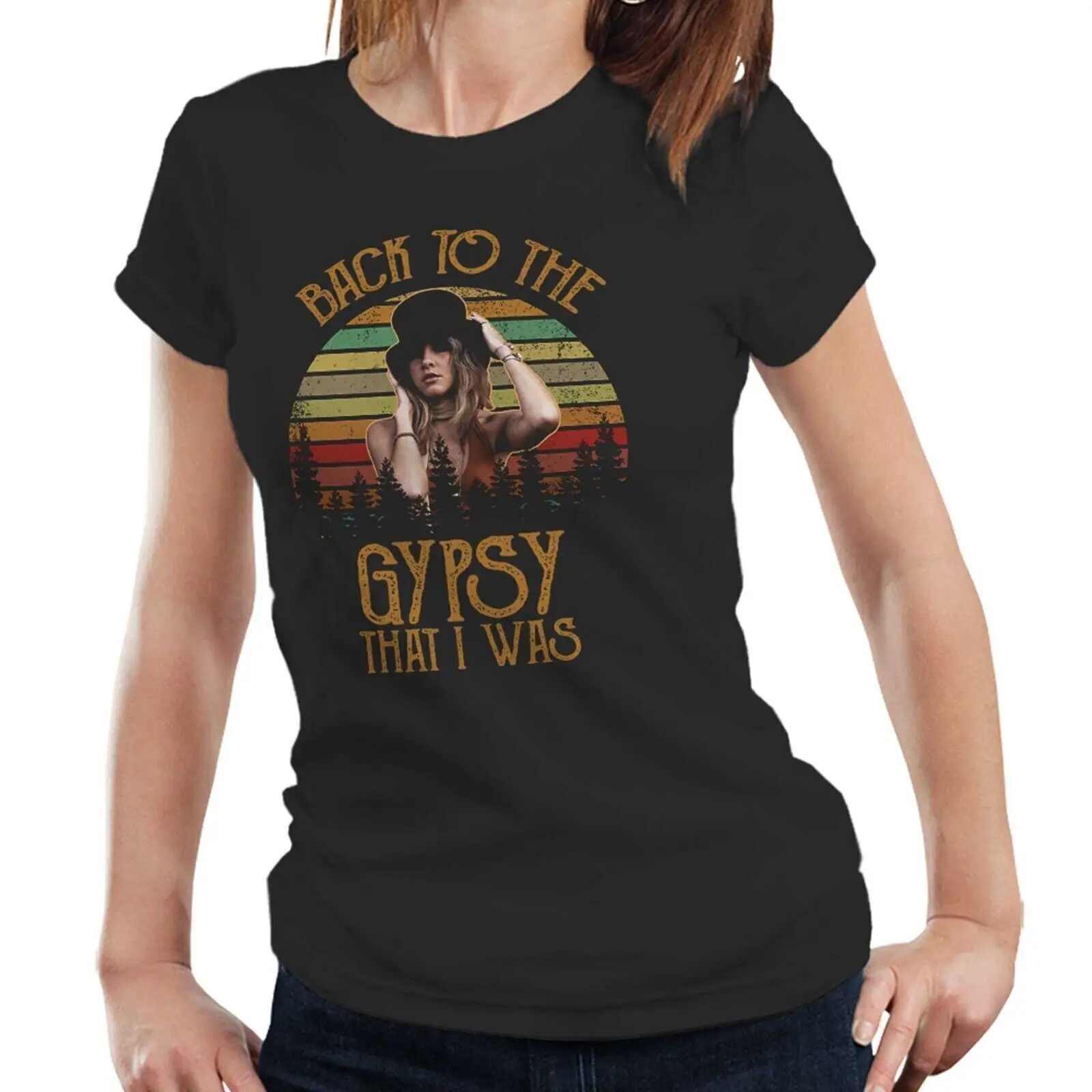 Back To The Gypsy That I Was T Shirt Fitted Ladies Stevie Nicks Retro Vintage