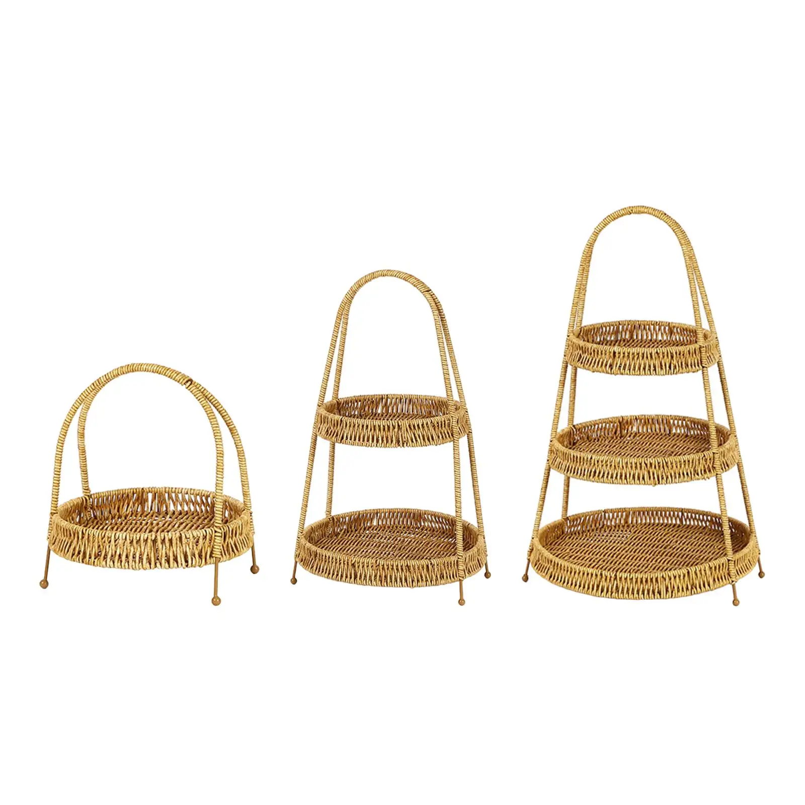 

Imitation Rattan Woven Basket with Handle for Dining Room Living Room Hiking