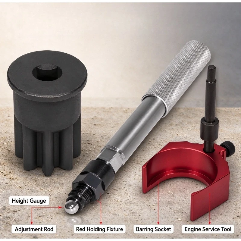 For CAT 3406E C-15 C-16 9U-7227 Injector Height Adjustment Gauge & Engine Barring Socket, 3 Pcs Tool Set