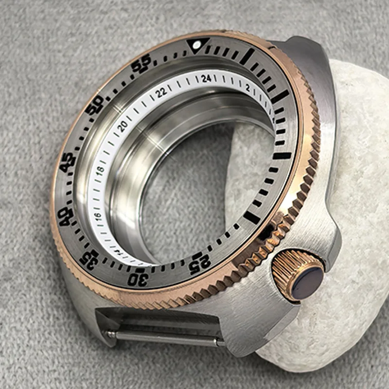 Customized 44MM NH35 Case Sapphire Glass For 7S NH35 NH36 4R Movement 28.5MM Dial Steel Bezel 6105 6309 Turtle Abalone Case