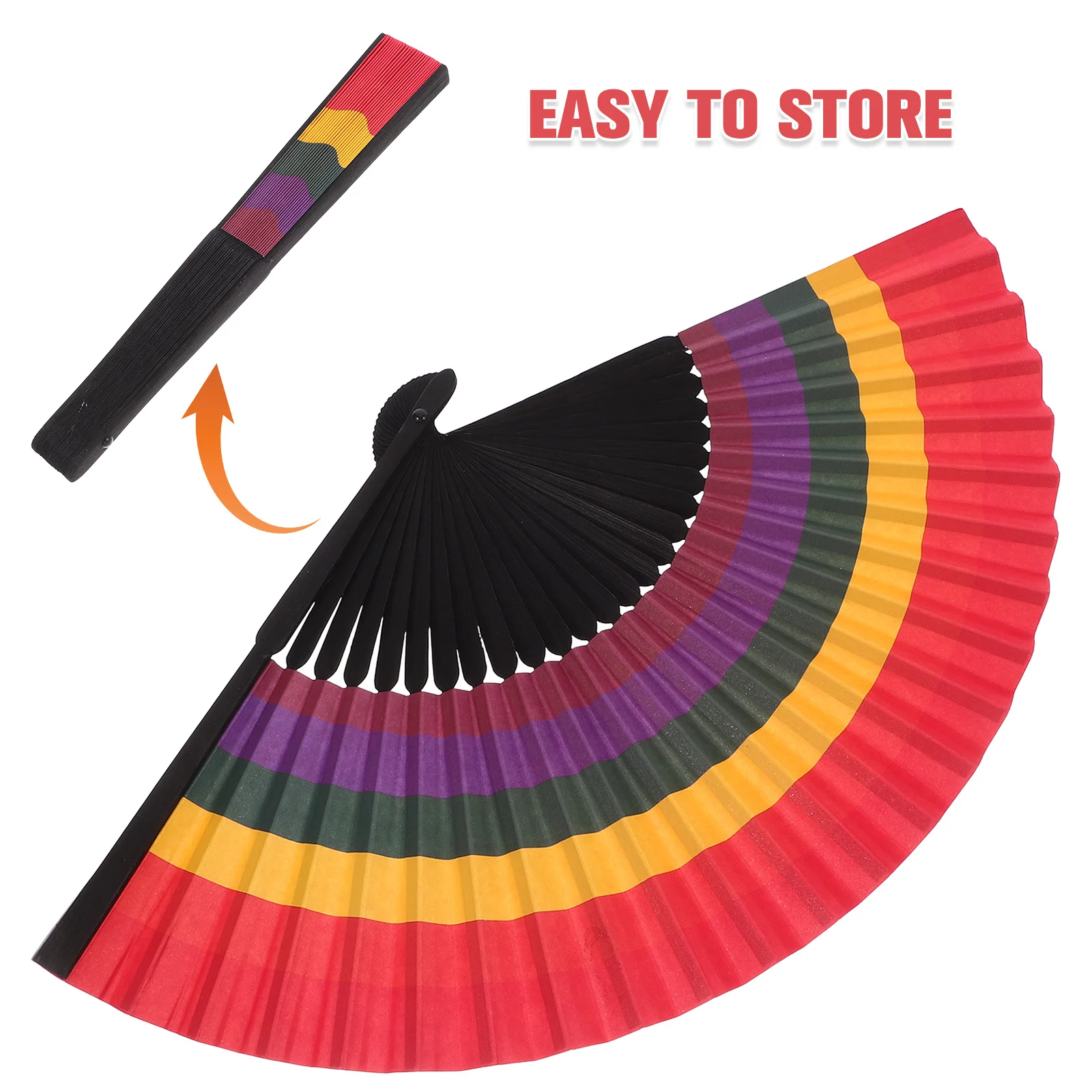 

Portable Folding Hand Fan Rainbow Design Lightweight Fan for Dance Decor Wedding Party and Outdoor Events Compact Easy to Carry