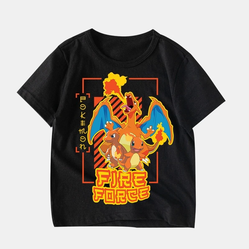 Pok É Mon New Cartoon Printed T-shirt for Men and Women in Summer Loose and Casual Multifunctional Short Sleeved for Children