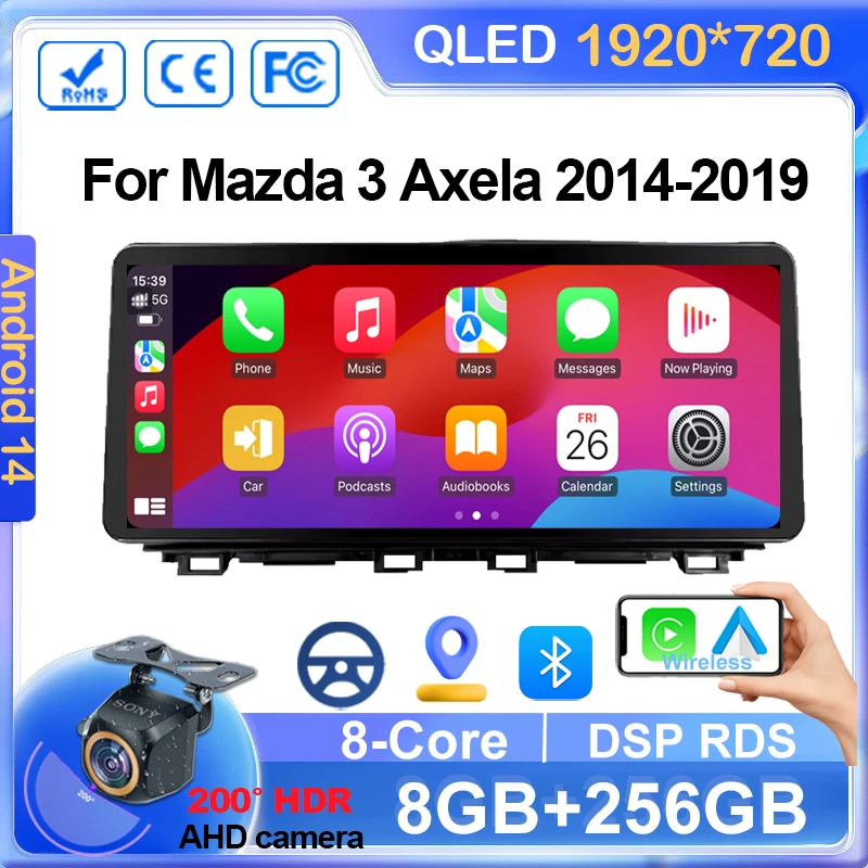 

Для Mazda 3 Axela 2014 2015 - 2019 12,3 дюймов Android 14 сенсорный экран автомобильное радио мультимедийный стерео плеер GPS навигация