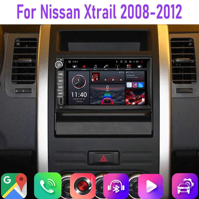

7" 4GB+64GB For Nissan Xtrail 2008-2012 Car Radio Google Map Head Unit GPS Android Auto Wireless Carplay Car Multimedia Player