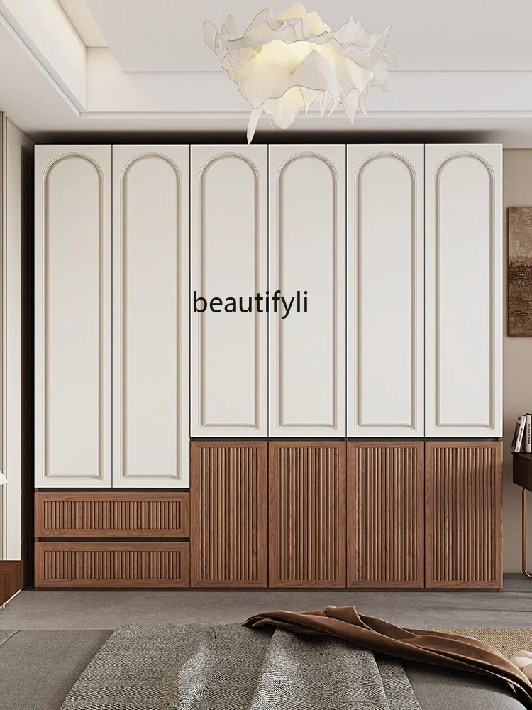 Handle-free segmented wardrobe, bedroom home swing door 18-board economical wardrobe