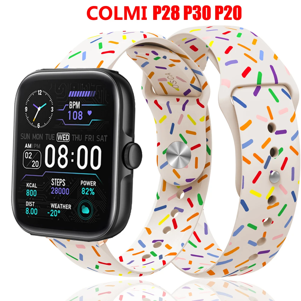 

Rainbow Silicone Watch Strap for COLMI P28 P20 P30 Wristband for COLMI P20 P30 Candy Silicone Watch Strap Sports Watchband