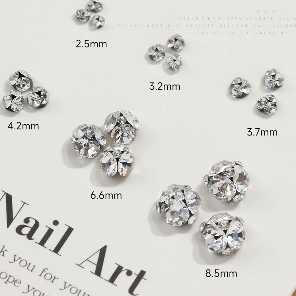 10 Stück 2–6 mm weiße, klare, glitzernde Bohrer, durchscheinende Flordiamanten, Nagelkunst, Strasssteine, Schmuck, Dekorationen, Maniküre, DIY-Zubehör #