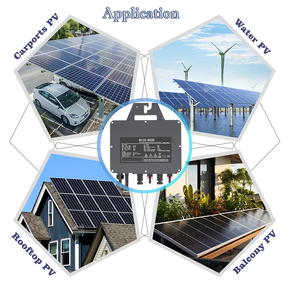 800W Solar-Netzwechselrichter 26-60V DC 230V AC IP67 mit integriertem WLAN für Haus-PV-Netz, Mikro-Wechselrichter mit 12 Jahren Garantie – Detail 3