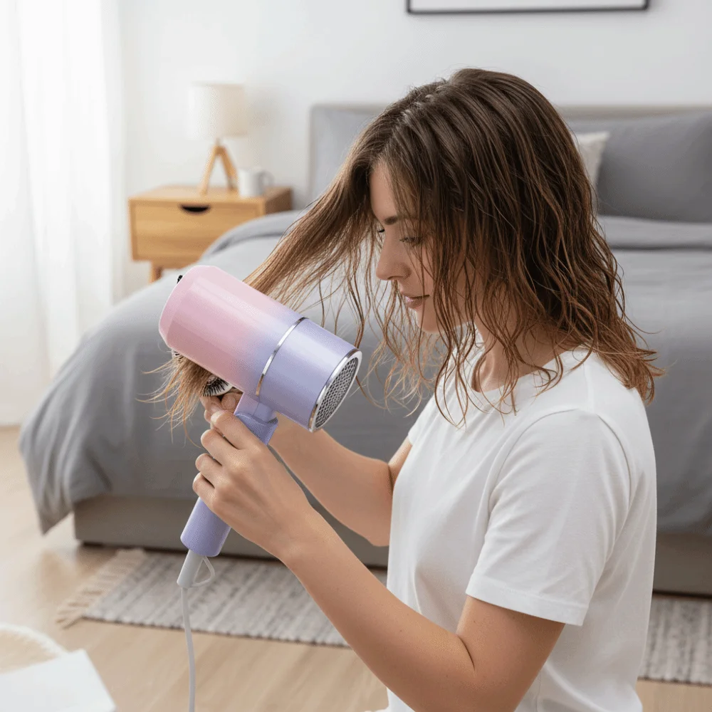 المهنية المحمولة مجفف الشعر ثرموستاتي التدفئة والتبريد الأيونات السالبة مجفف الشعر سريعة الجافة للطي مجفف شعر عنبر #2