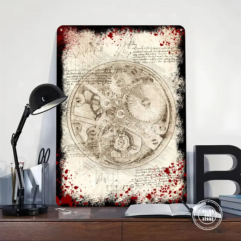 Watch Movement Internals Tinplate Poster Customized Wall Art Vintage Metal Signs Retro Tin Plaque for Office Decoration Gaming