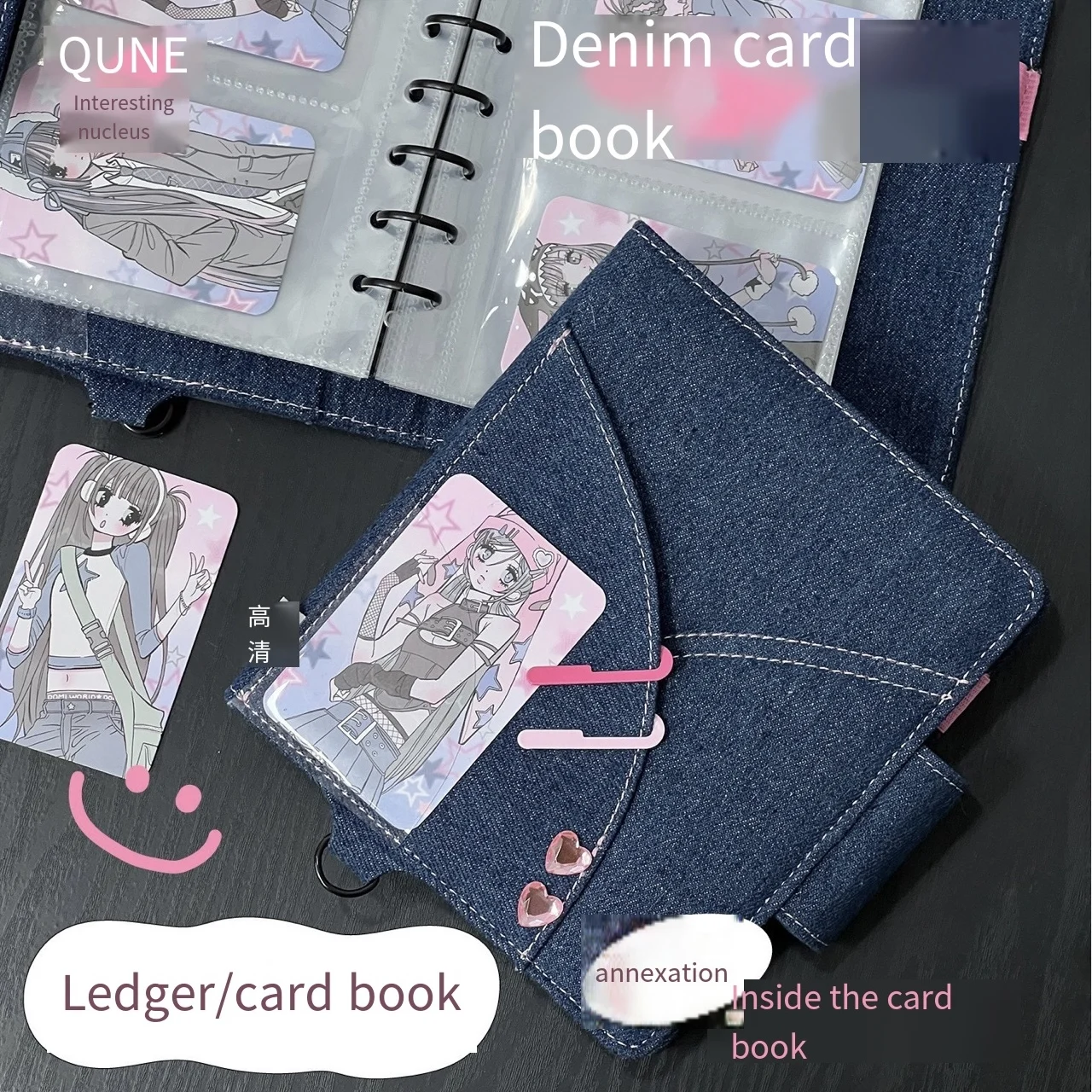 Denim DIY Binder Photocard Holder Cute Blank Photo Album Kpop Idol Photocards Notebook Collect Book Student School Stationery