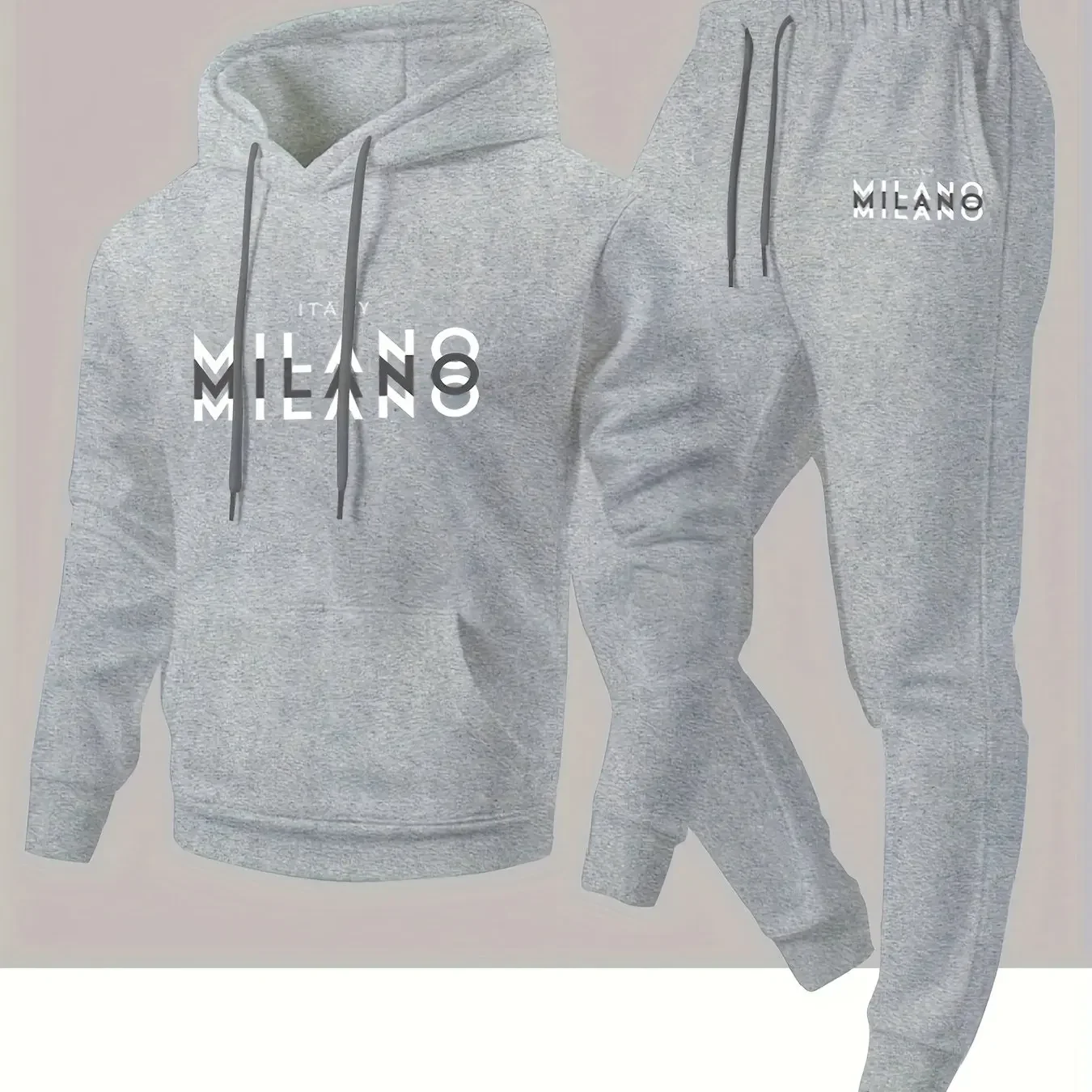 New autumn hoodie hooded set for men and women MILANO letter print with drawstring and pocket for daily warmth and comfort view 4