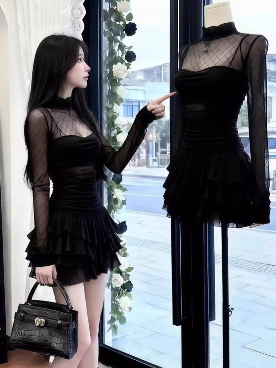 

Women Mini Dress 2026 Spring Summer Plus Size Sheer Mesh Splicing Bodycon Mini Dress Women Elegant Slim Waist Short Dress