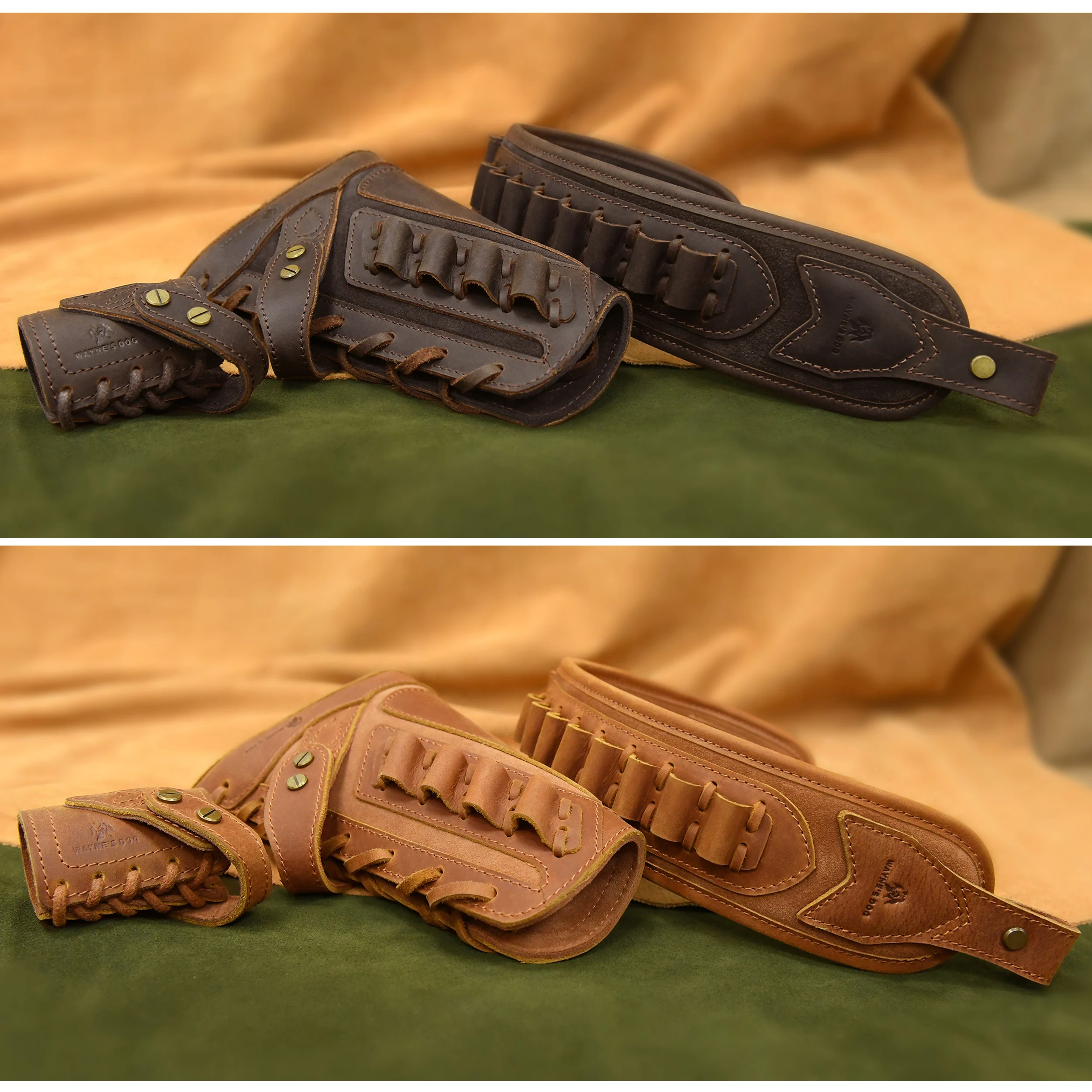 

No Swivels Needed Leather Rifle Gun Buttstock Cheek Rest with Matched Gun Sling Strap .44MAG .30/30 .308 .22 .357