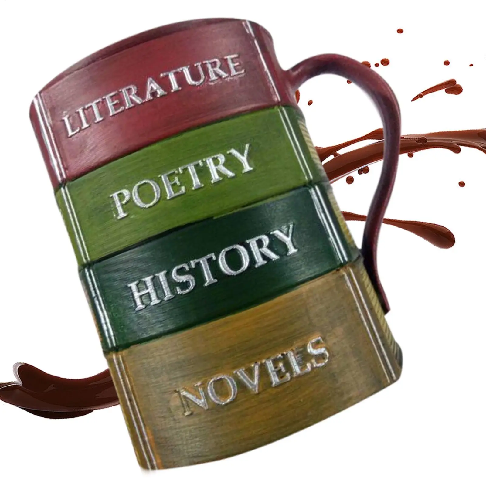 

Breakfast Cereal Cup 3D Colored Book Design Resin Cups for Beer Comfortable Grip Kitchen Mugs for Reader Librarian Book Lover