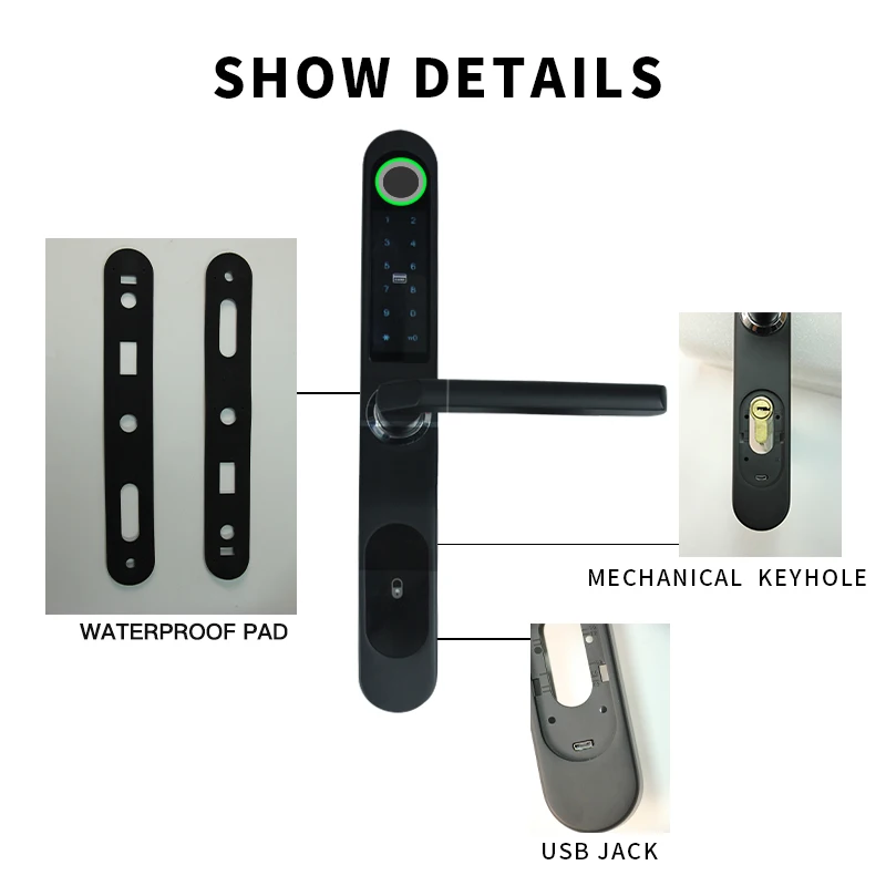 Bluetooth Waterproof Fingerprint Smart Door Lock Tuya APP RFID Card Code Keyless Electronic Aluminum/Glass Sliding