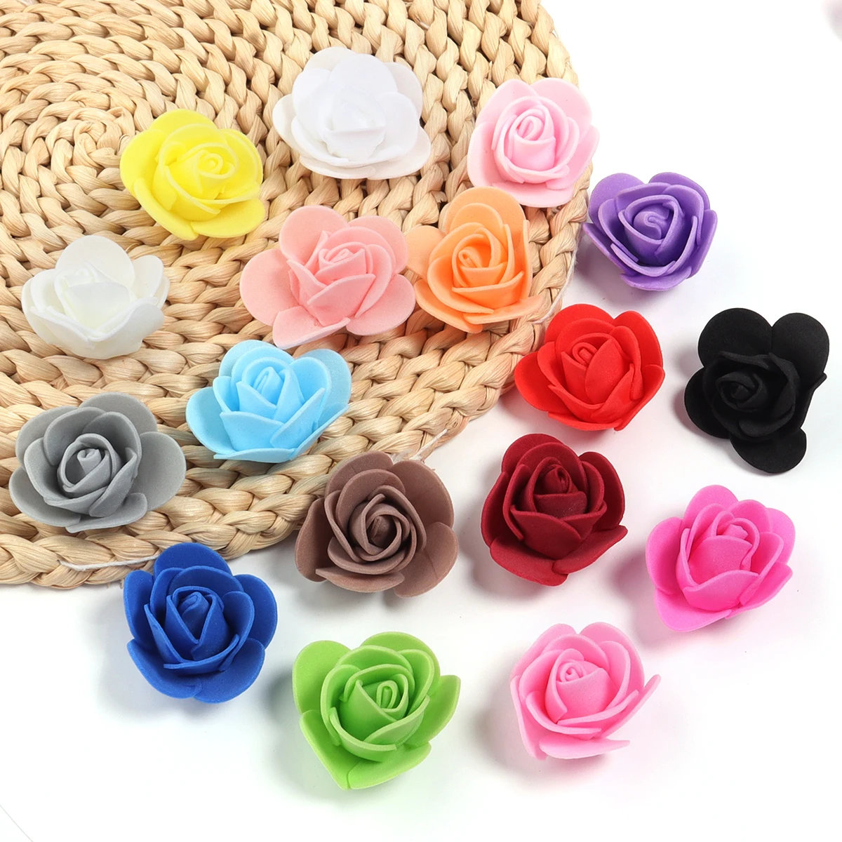 50pcs 3.5-4.5cm Mini PE Foam Rose Flower Head Artificial Rose Flowers Handmade DIY Party Wedding Home Decoration