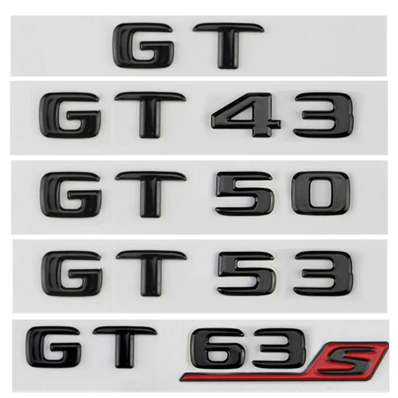 Chrome Glossy Black ABS Car Rear Trunk Letters Badge Logo Emblem For Mercedes GT GT43 GT50 GT53 GT63S AMG C190 Auto Accessories