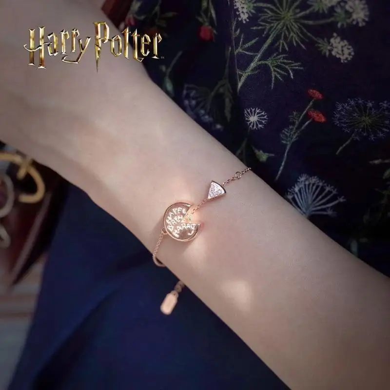 Bracelet à breloques Harry Potter pour gâteau d'anniversaire, accessoire de poignet réglable, glaçure colorée, film, télévision, délicat, or rose