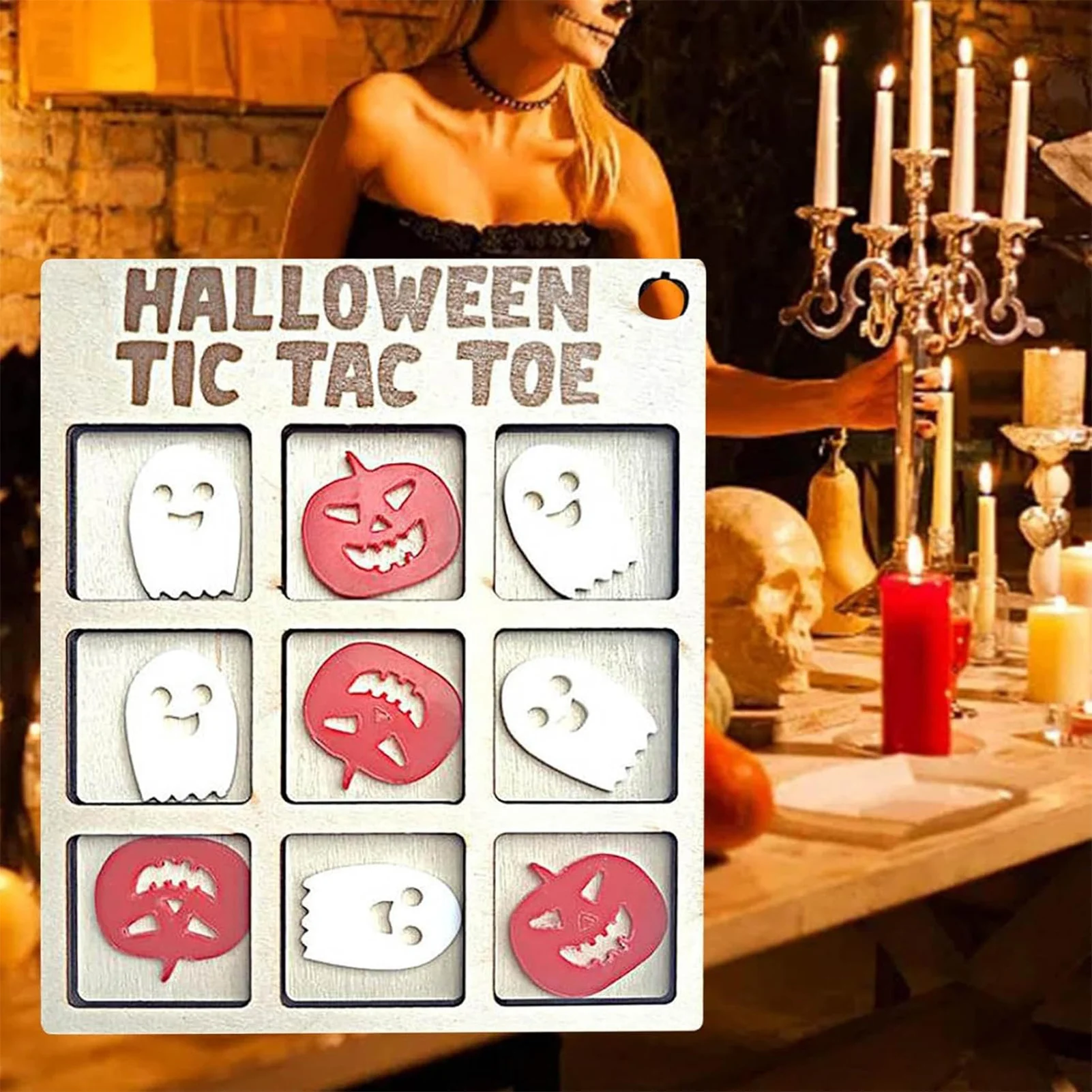 Halloween Tic--Toe Board Game Ghost and Pumpkin Tictoe Board Games for Halloween Party Games Supplies