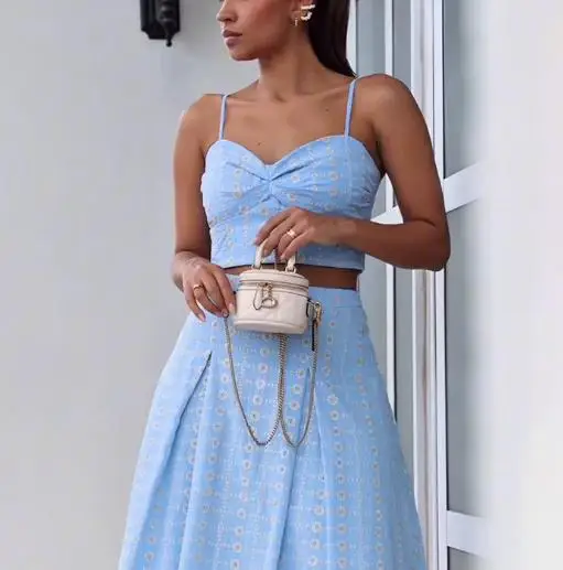 

2025 Solid Color Sleeveless Pleated Camisole Top Hip Hugging LongSkirt Combo New Stylish Outerwear Set for Women