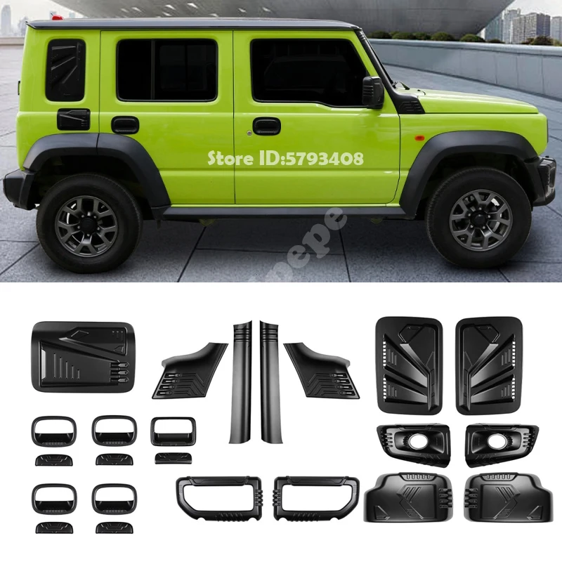 

Для Suzuki Jimny Nomade 2025 2026 ABS матовый черный Внешний оконный станок A-стойка 3 5 дверная ручка чаша передняя задняя противотуманная крышка