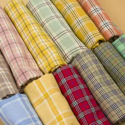 Plaid Fabric Cotton By The Meter for Clothes Shirts Dresses Diy Sewing Summer Thin Cloth Textile Blue Yarn-dyed Red Soft Yellow