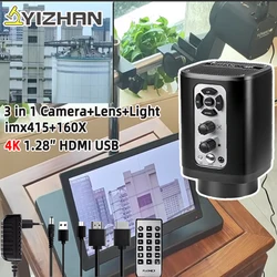 YIZHAN 3in1 Digital Microscope Camera 4K HDMI USB Interface with 160x Lens Light And Remote Control for Electronics Inspection